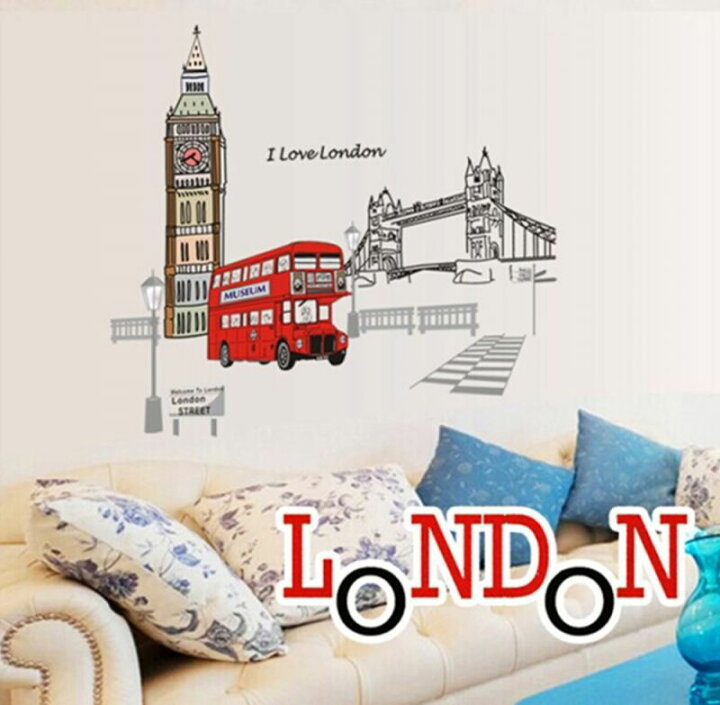 楽天市場 ウォールステッカー London Street 壁紙 シール 賃貸ok はがせる 剥がせる Diy 模様替え ロンドン イギリス 英国 タワーブリッジ ビッグベン クロックタワー エリザベスタワー 赤い二階建てバス ルートマスター ロンドンバス ヨーロッパ 欧州 送料無料 母の日