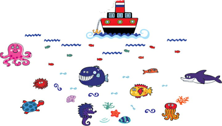 楽天市場 ポイント5倍 ウォールステッカー シーパラダイス 壁紙 シール 賃貸ok はがせる 剥がせる Diy 模様替え インテリア 海 マリン クジラ タコ ウニ カメ タツノオトシゴ サメ クラゲ シュール 貝 ヒトデ 船 錨 イカリ 海洋 送料無料 本革バッグとビジネス