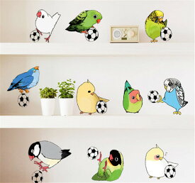 ウォールステッカー インコのサッカー 壁紙 シール 賃貸OK はがせる 剥がせる DIY 模様替え インテリア 小鳥 bird インコ 鸚哥 いんこ サッカーボール フットボール ボールは友達 オウム 鸚鵡 おうむネコポス全国送料無料