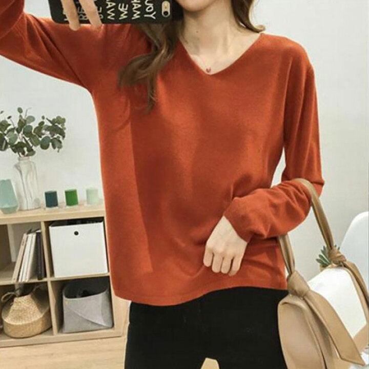 楽天市場】ニット レディース M/L/LL/3L トップス Vネック 薄手 ニット  