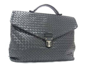 BOTTEGA VENETA ボッテガヴェネタ ビジネスバッグ イントレチャート 122139 ブラック レザー メンズ シルバー金具【本物保証】【中古】