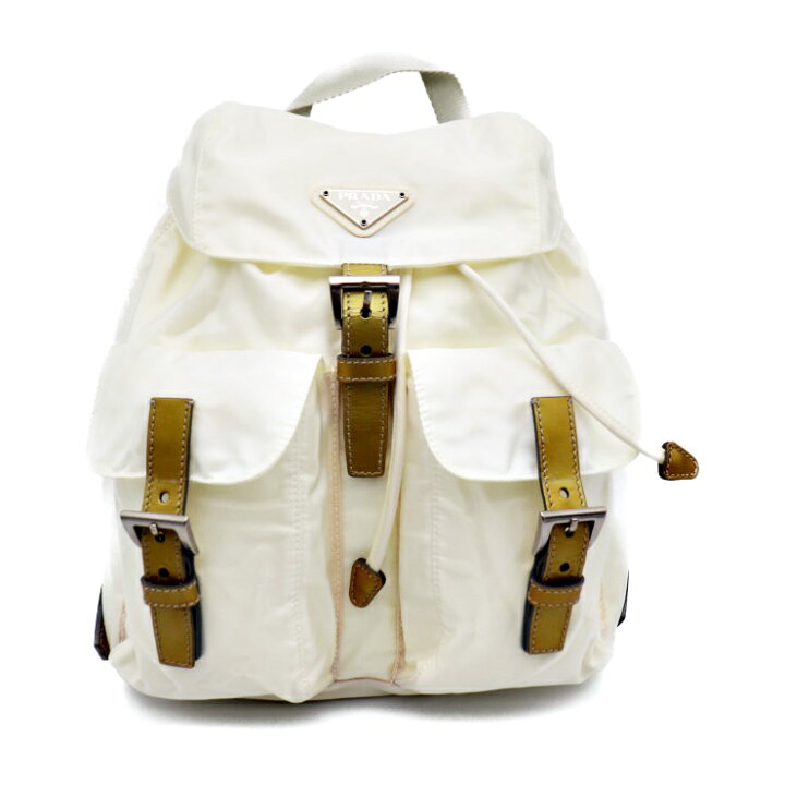 楽天市場】PRADA プラダ リュック B6677 白 ホワイト グレー ゴールド 