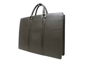 LOUIS VUITTON ルイヴィトン ビジネスバッグ ポルトドキュマン ロザン M30058 グリズリ タイガ メンズ シルバー金具【本物保証】【中古】