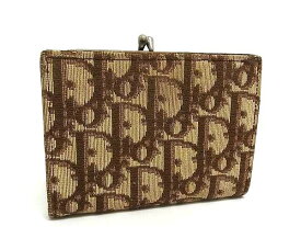 ChristianDior クリスチャンディオール 財布 トロッター - ブラウン キャンバス レディース 二つ折り がま口 シルバー金具【本物保証】【中古】