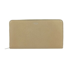 超美品 CELINE セリーヌ 長財布 ラージ ジップドウォレット - ベージュ系 オレンジレッド系 シルバー金具 レザー レディース バイカラー ラウンドファスナー【本物保証】【中古】