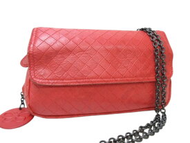 BOTTEGA VENETA ボッテガヴェネタ ショルダーバッグ イントレッチオミラージュ - レッド レザー レディース チェーン 2WAY ガンメタ金具【本物保証】【中古】