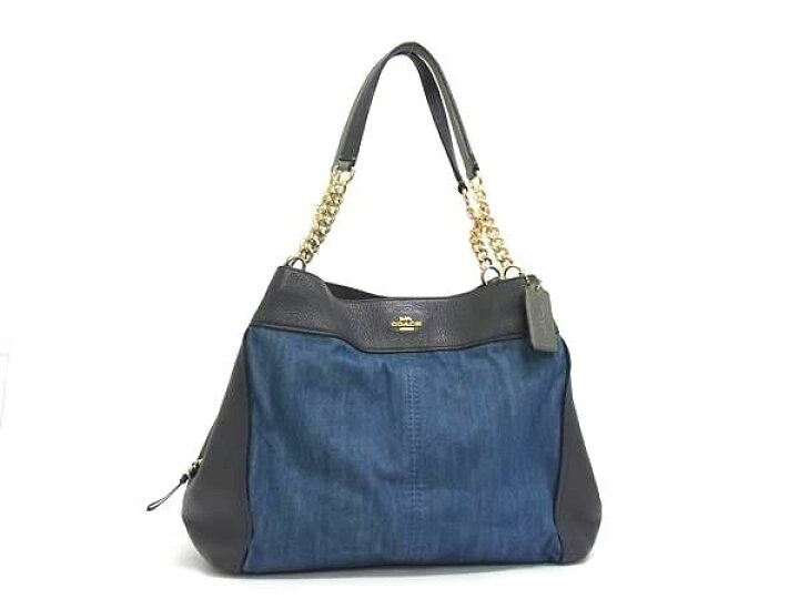 楽天市場】美品 COACH コーチ ハンドバッグ - F25884 ブルー ネイビー  