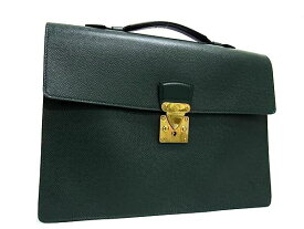 LOUIS VUITTON ルイヴィトン ビジネスバッグ タイガ セルヴィエット・クラド M30074 エピセア レザー メンズ ブリーフケース ゴールド金具【本物保証】【中古】