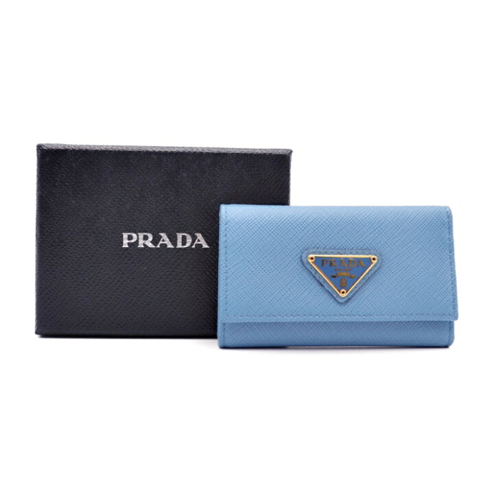 楽天市場】美品 PRADA プラダ 6連キーケース 1PG222 レザー 水色  