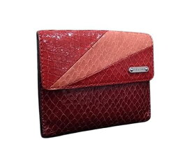 CELINE セリーヌ 財布 二つ折り財布 レッド系 パイソン レザー レディース Wホック 美品【本物保証】【中古】