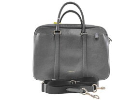 COACH コーチ ビジネスバッグ ペリー スリム ブリーフケース F59057 ネイビー レザー メンズ【本物保証】【中古】