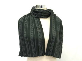 FENDI フェンディ マフラー ズッキーノ ブラック グレー ウール100％ ユニセックス 美品【本物保証】【中古】