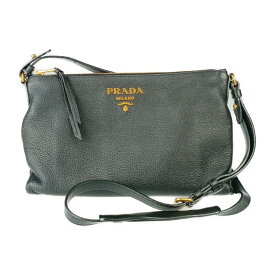 美品 PRADA プラダ ショルダーバッグ クロスボディバッグ 1BH050 ブラック ゴールド金具 VIT.DAINO レザー レディース 替えストラップ付き【本物保証】【中古】