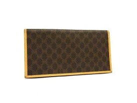 CELINE セリーヌ 二つ折り財布 マカダム 長財布 ブラウン系 PVC レザー レディース ヴィンテージ 美品【本物保証】【中古】
