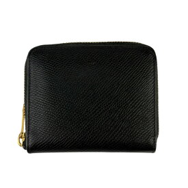 CELINE セリーヌ 二つ折り財布 スモール ジップウォレット エッセンシャル 10L20 ブラック系 レザー ユニセックス ラウンドファスナー ゴールド金具 美品【本物保証】【中古】
