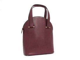 Cartier カルティエ ハンドバッグ ボルドー レザー レディース 美品【本物保証】【中古】