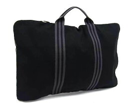 HERMES エルメス ビジネスバッグ フールトゥ ポルトドキュマン ブラック系 キャンバス ユニセックス ブリーフケース シルバー金具 美品【本物保証】【中古】