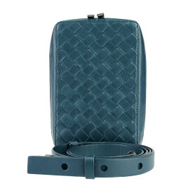 超美品 BOTTEGA VENETA ボッテガヴェネタ ショルダーバッグ クロスボディバッグ イントレチャート スモール ザ バルブ 592692 VO0BI ブルー系 レザー ユニセックス シルバー金具【本物保証】【中古】