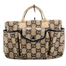 GUCCI グッチ ハンドバッグ 628159 ベージュ系 ウール レザー レディース 美品【本物保証】【中古】