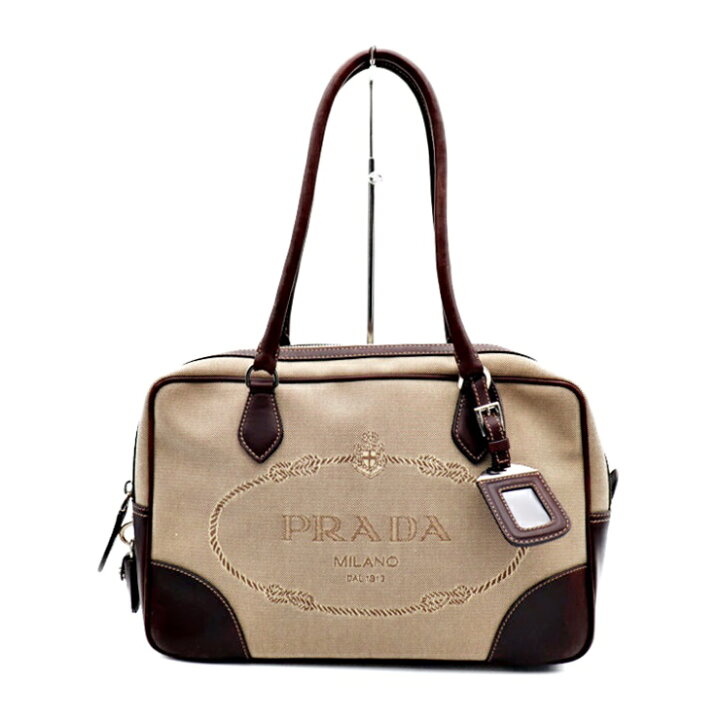 楽天市場】PRADA プラダ ロゴ ミニボストンバッグ ハンドバッグ レザー 