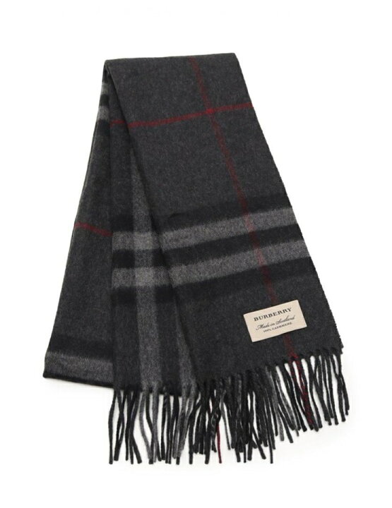 楽天市場】美品 BURBERRY バーバリー マフラー カシミヤ グレー レッド  