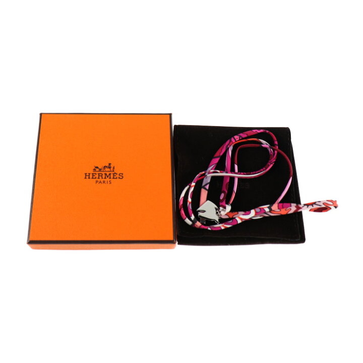 美品 HERMES エルメス トゥールビヨン ネックレス シルク ホースチャーム
