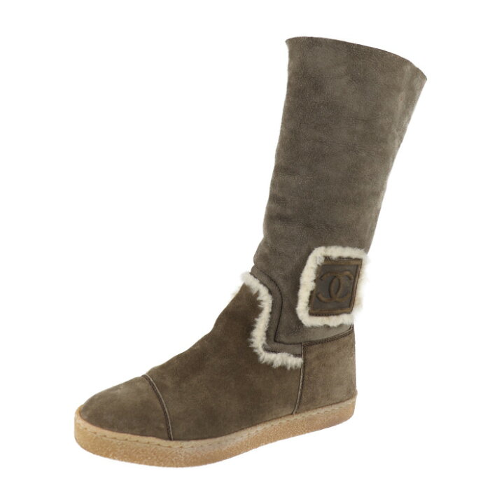 楽天市場】美品 CHANEL シャネル ハーフブーツ ブーツ G26539 ムートン  