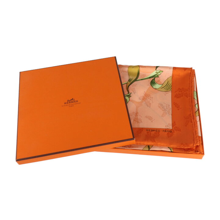 楽天市場】超美品 HERMES エルメス カレ90 スカーフ シルク オレンジ 