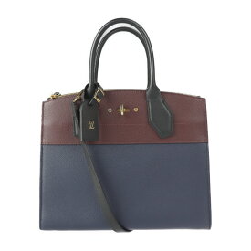 美品 LOUIS VUITTON ルイ ヴィトン シティースティーマーMM ハンドバッグ M54260 トリヨンレザー マリーヌ ブルー系 レザン ノワール 2WAY ショルダーバッグ トート ビトン【本物保証】【中古】