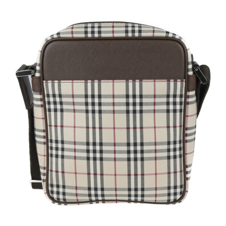 超美品 BURBERRY バーバリー ショルダーバッグ キャンバス レザー ベージュ ブラウン ノバチェック【本物保証】【中古】 | 3R boutique