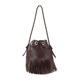 美品 J&M Davidson ジェイアンドエムデヴィッドソン カーニバルM ショルダーバッグ - レザー ブラウン ゴールド金具 フリンジ 巾着【本物保証】【中古】