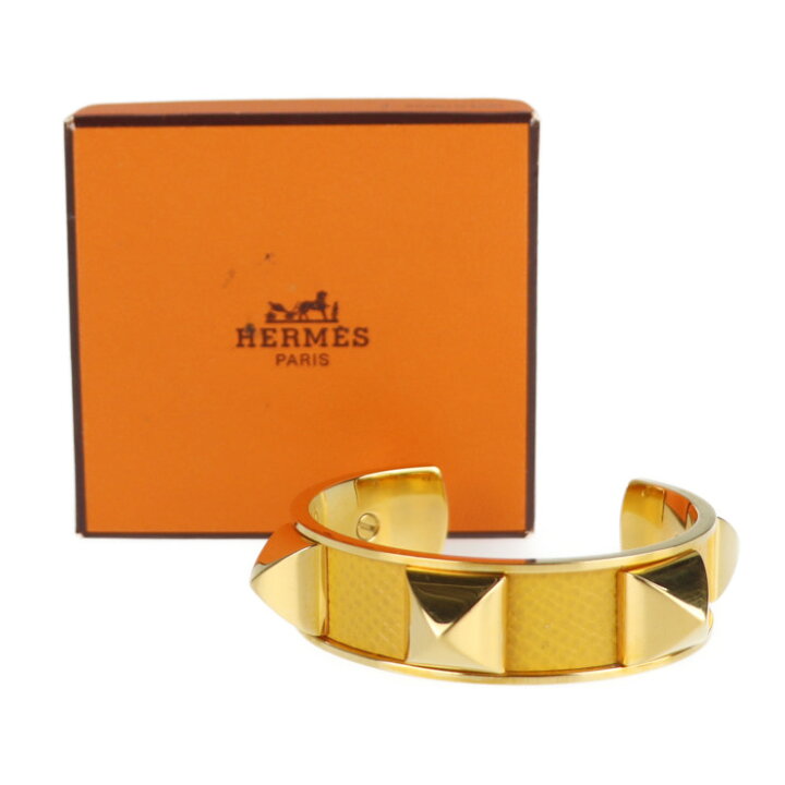 楽天市場】HERMES エルメス バングル メタル レザー ゴールド メドール 