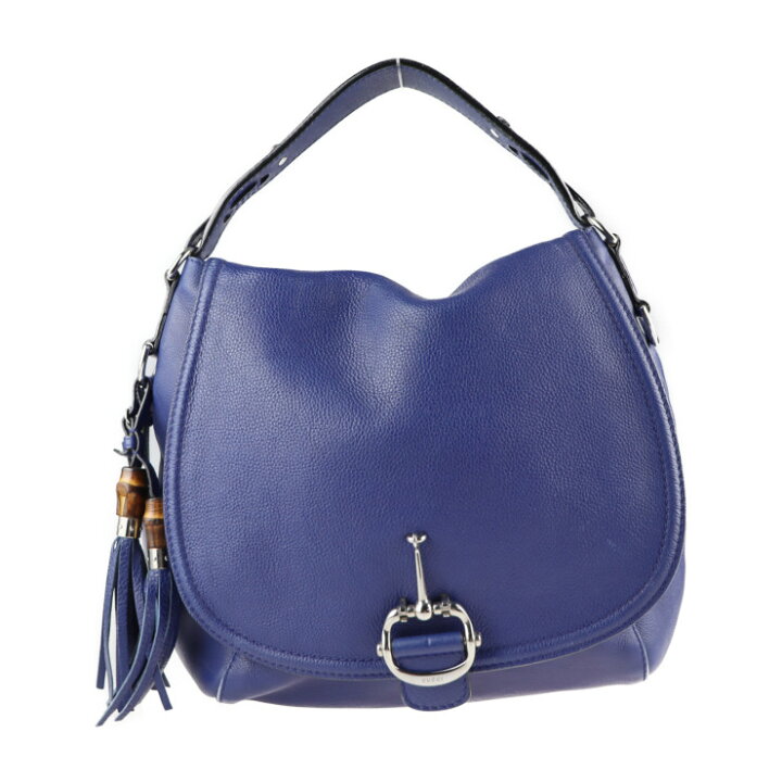 美品 GUCCI グッチ バンブー ショルダーバッグ 240236 レザー ブルー ホースビット ディテール 2WAY タッセル【本物保証】【中古】 | 3R boutique