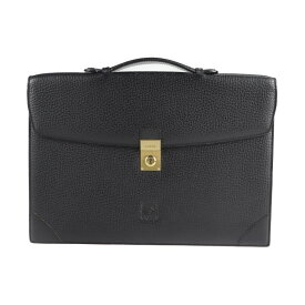 LOEWE ロエベ ブリーフケース ビジネスバッグ レザー ブラック ゴールド金具 書類鞄 アナグラム【本物保証】【中古】