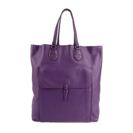 美品 BOTTEGAVENETA ボッテガヴェネタ イントレチャート たて型トート トートバッグ - レザー パープル ハンドバッグ 肩掛け 縦長トート 編み込み ベルト【本物保証】【中古】