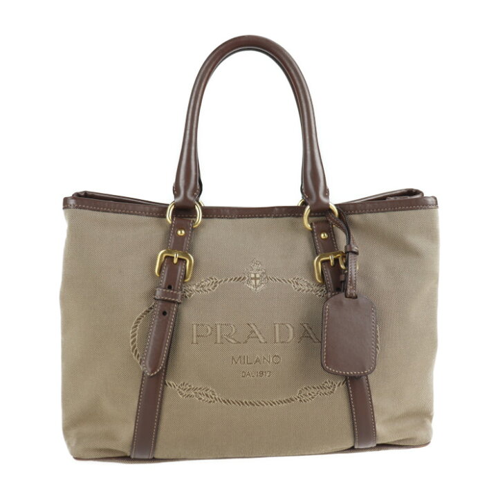 中古 プラダ PRADA トートバッグ ショルダーバッグ ロゴジャガード  