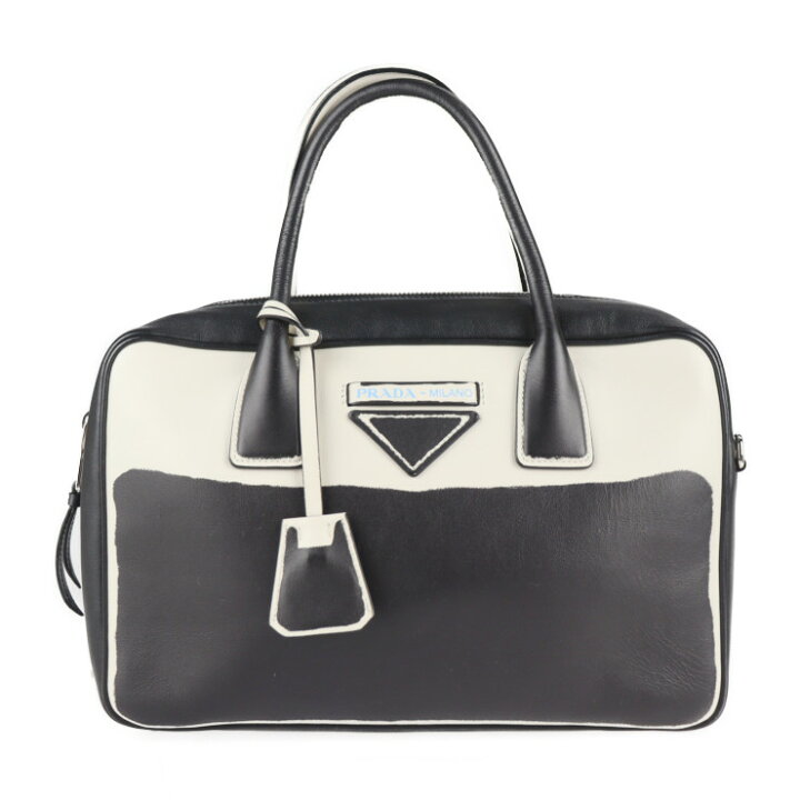 楽天市場】美品 PRADA プラダ ハンドバッグ 1BB045 レザー BIANCO×NERO 
