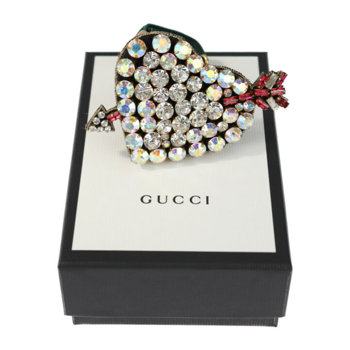 楽天市場】美品 GUCCI グッチ ピアスドハート ビジュー キャット 
