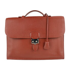 HERMES エルメス サックアデペッシュ 34 ビジネスバッグ - トゴ ブラウン系 シルバー金具 ブリーフケース 書類鞄 □D刻印【本物保証】【中古】