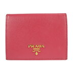 PRADA プラダ 財布 二つ折り財布 1M0204 サフィアーノレザー ピンク ゴールド金具【本物保証】【中古】