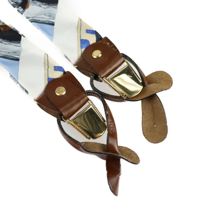 楽天市場】美品 HERMES エルメス サスペンダー シルク レザー マルチ  