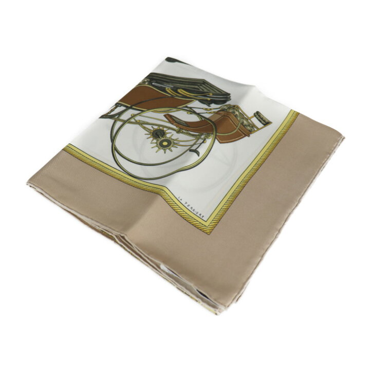 HERMESカレ90折畳み式幌の馬車シルクベージュ 