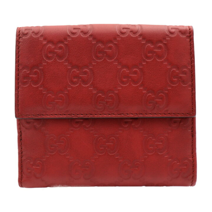 GUCCI グッチ グッチシマ 二つ折り財布 203549 レザー レッド系  