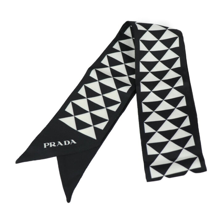 楽天市場】超美品 PRADA プラダ スカーフ 1FF008 シルク100% ブラック  