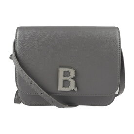 美品 BALENCIAGA バレンシアガ Bロゴ ショルダーバッグ 618156 レザー グレー シルバー金具 リストレット クラッチバッグ 2WAY【本物保証】【中古】