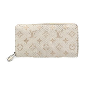 美品 LOUIS VUITTON ルイ ヴィトン ジッピーウォレット モノグラム 長財布 N97773 パイソン ホワイト系 ラウンドファスナー シルバー金具 エキゾチック【本物保証】【中古】
