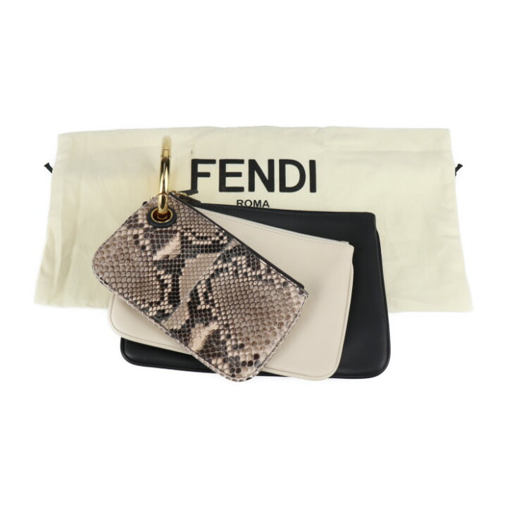 レア／FENDI フェンディ トリプレット8BS001AO6T 三連ポーチ クラッチ  