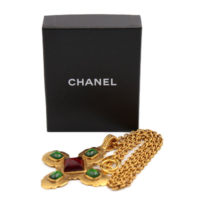 楽天市場】美品 CHANEL シャネル カラーストーン ネックレス グリポア 