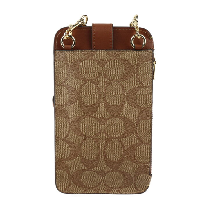 COACH コーチスマホショルダーバッグベージュブラウンゴールド