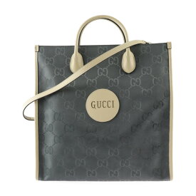 新品未使用展示品 GUCCI グッチ オフ ザ グリッド ロングトート Off The Grid トートバッグ 630355 ナイロン レザー グレー ライトベージュ シルバー金具 2WAY ショルダーバッグ【本物保証】【中古】